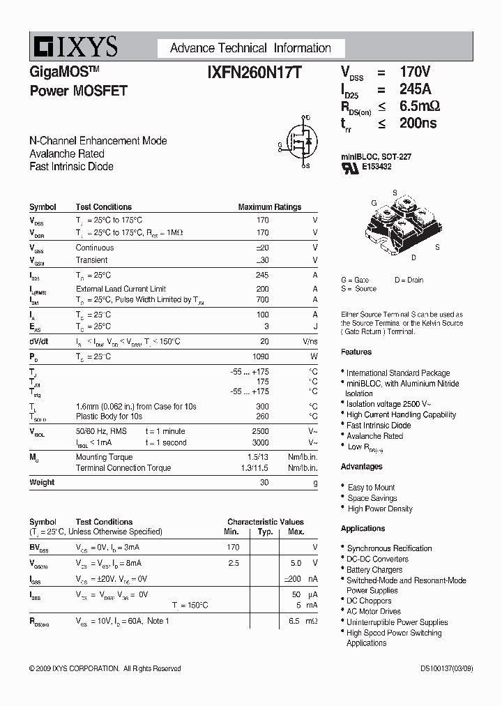 IXFN260N17T_4689905.PDF Datasheet