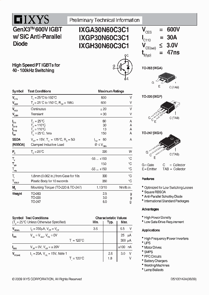 IXGA30N60C3C1_4586634.PDF Datasheet