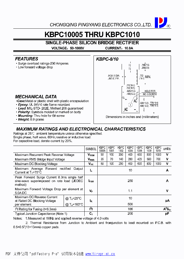 KBPC1010_4721300.PDF Datasheet