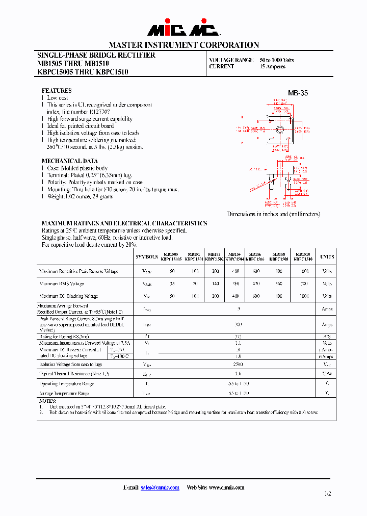 KBPC1510_4737596.PDF Datasheet