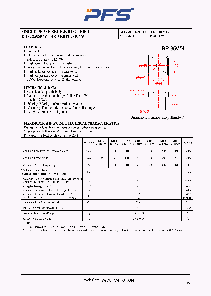 KBPC25005NW_4851088.PDF Datasheet