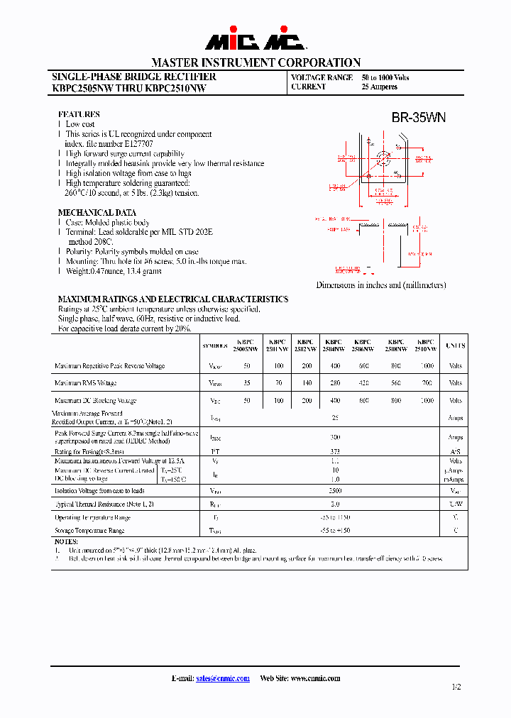 KBPC2502NW_4391771.PDF Datasheet