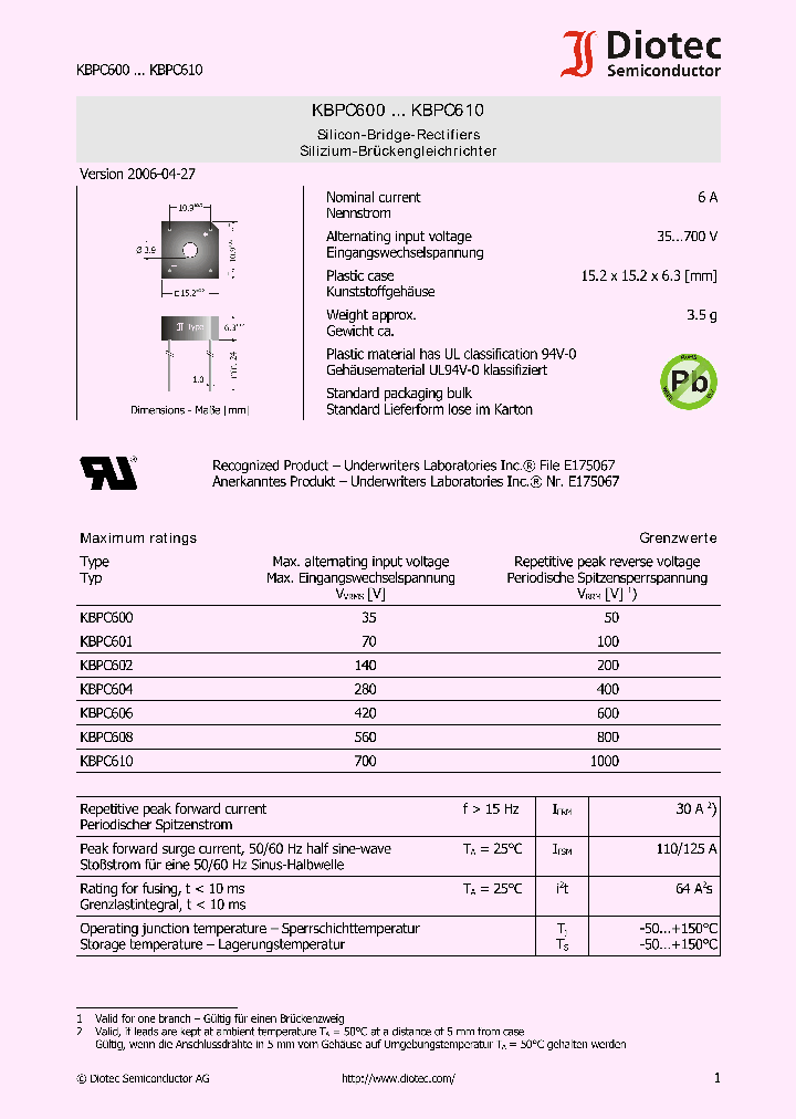 KBPC600_4169255.PDF Datasheet