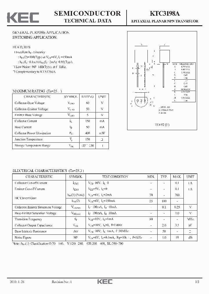KTC3198A10_4578290.PDF Datasheet