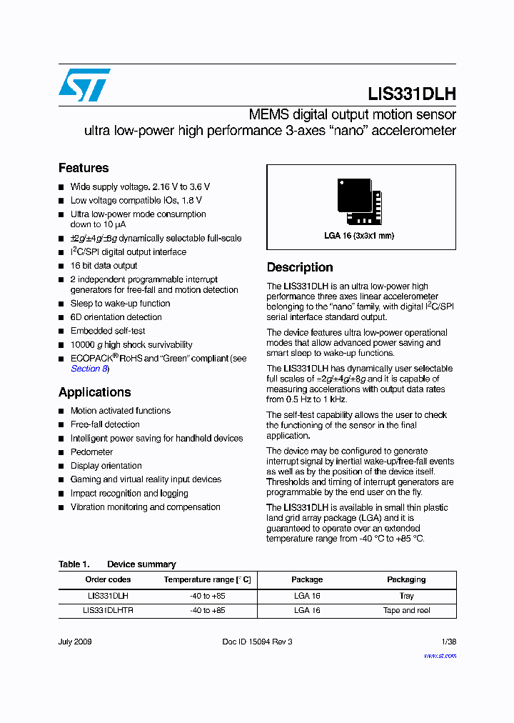 LIS331DLH_4902918.PDF Datasheet