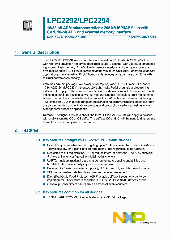 LPC2292FBD14400_4396660.PDF Datasheet