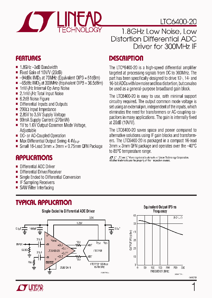 LTC6400CUD-20-PBF_4323410.PDF Datasheet