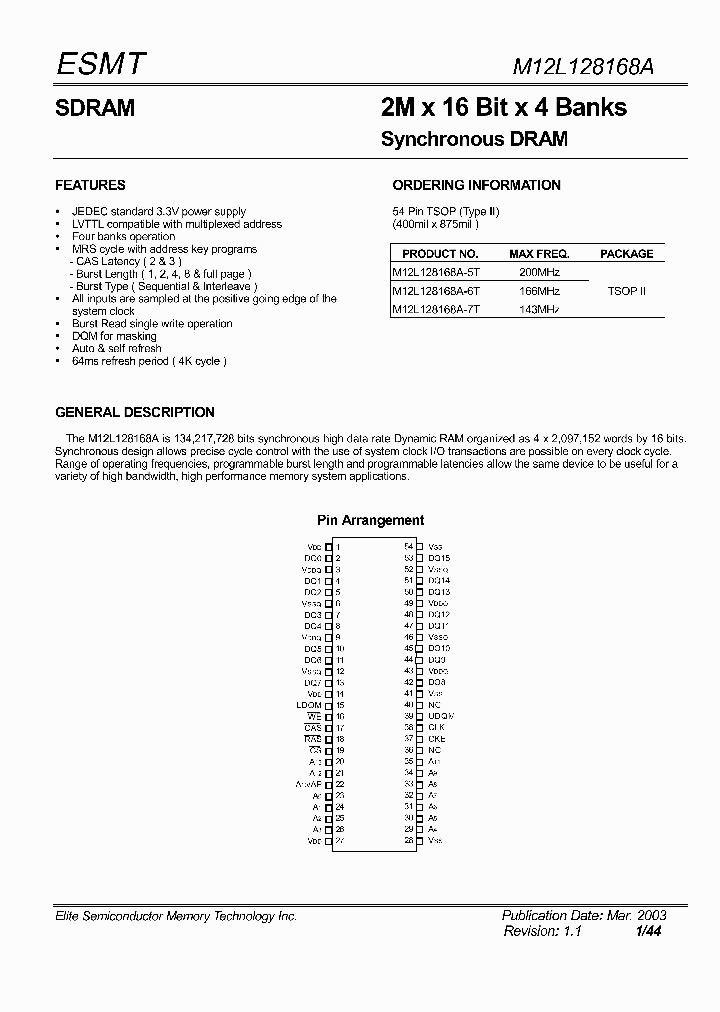 M12L128168A-5T_4588290.PDF Datasheet