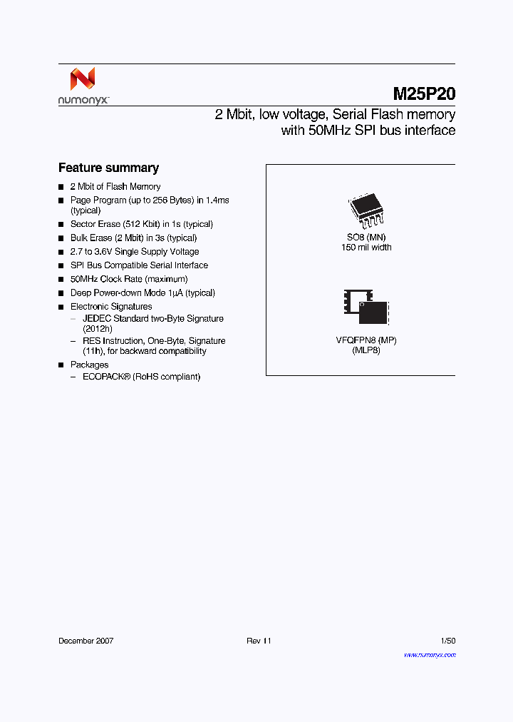 M25P20-VMP3PX_4237588.PDF Datasheet