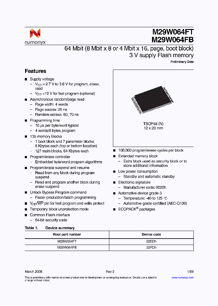 M29W064FB70N3E_4187658.PDF Datasheet