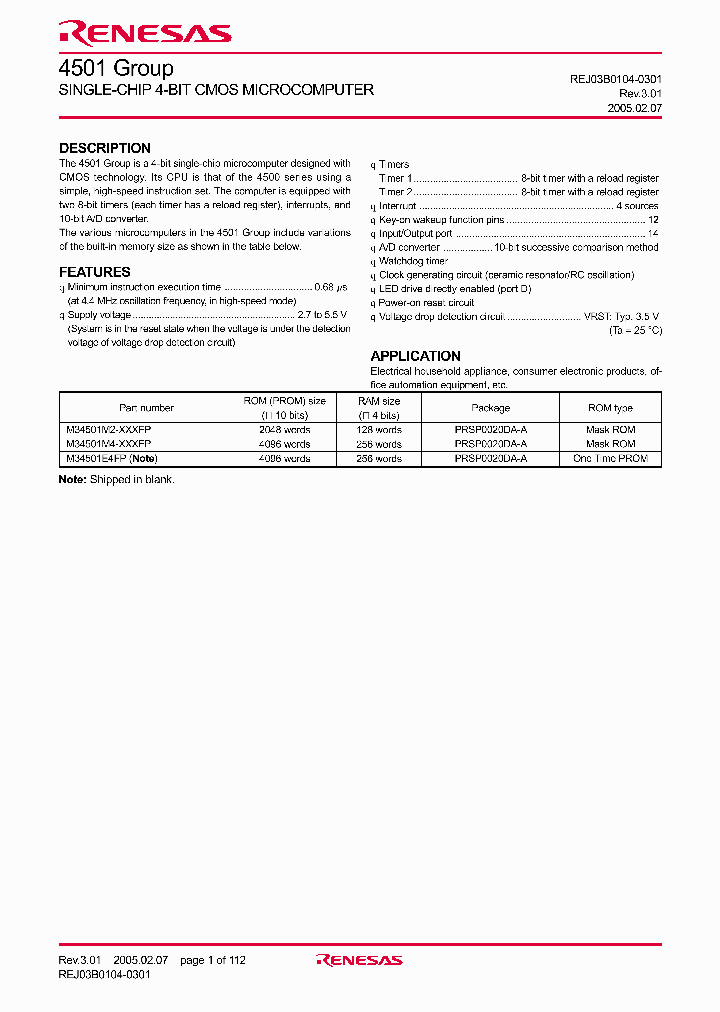 M34501E4FP_4264170.PDF Datasheet
