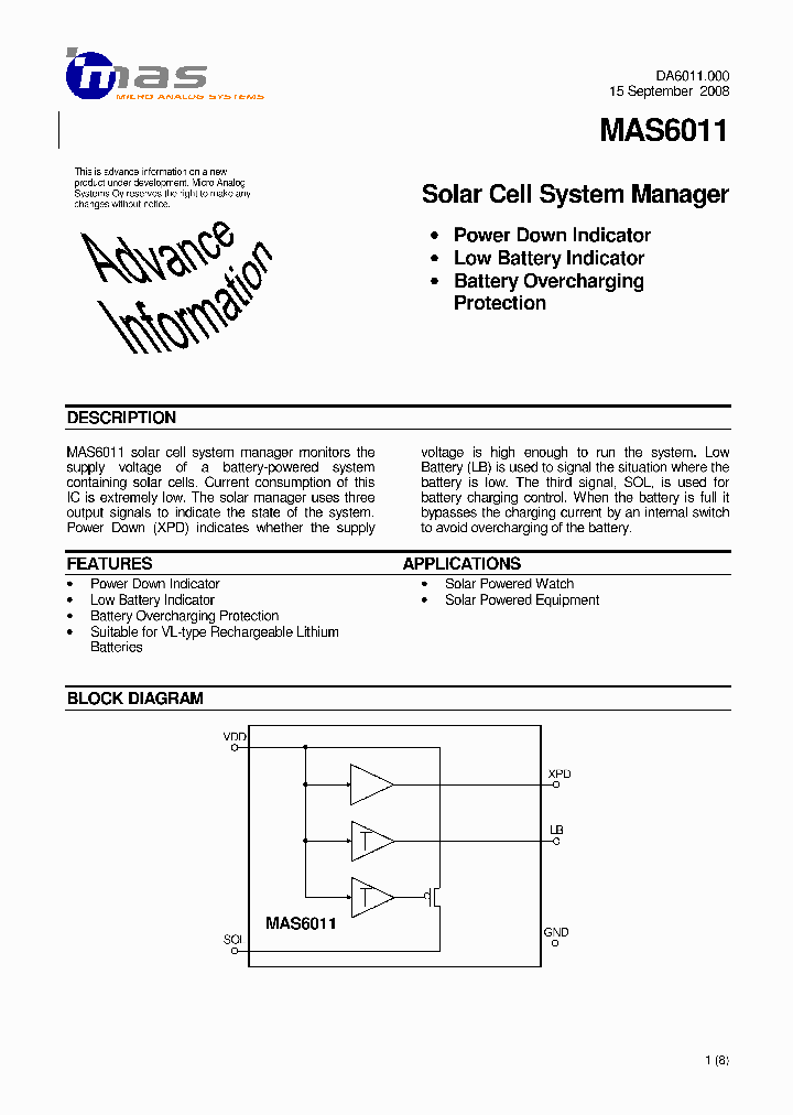 MAS6011_4543598.PDF Datasheet
