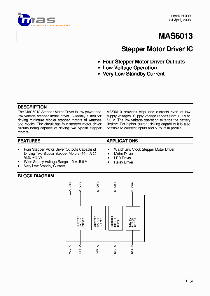 MAS6013_4543606.PDF Datasheet