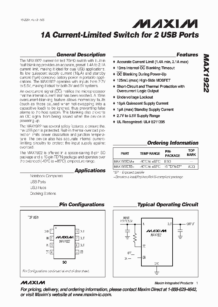 MAX1922ESA_4573121.PDF Datasheet