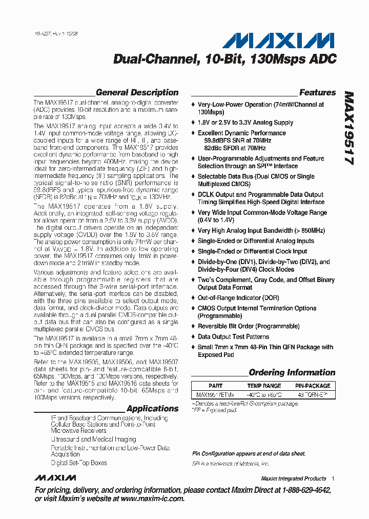 MAX19517ETM_4361395.PDF Datasheet