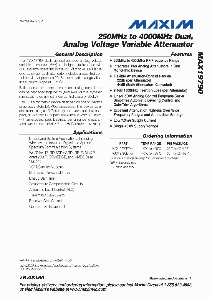 MAX19790ETX_4701407.PDF Datasheet