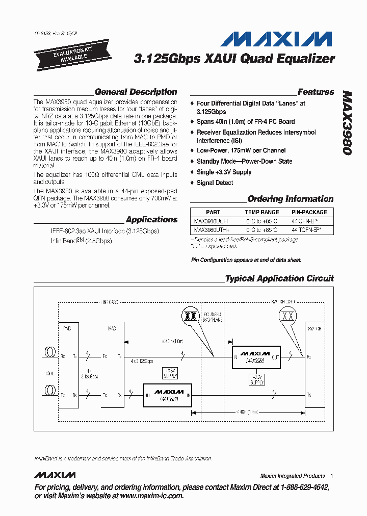 MAX3980UGH_4511420.PDF Datasheet