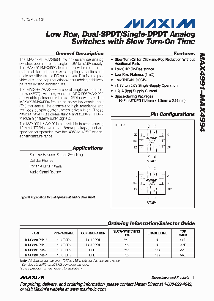 MAX4991EVB_4629737.PDF Datasheet