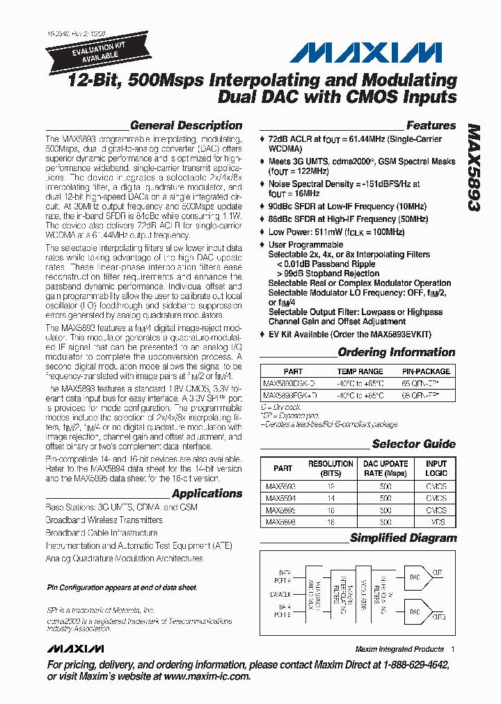 MAX5893EGKD_4359516.PDF Datasheet