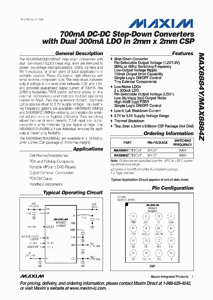 MAX8884ZEREKET_4463639.PDF Datasheet