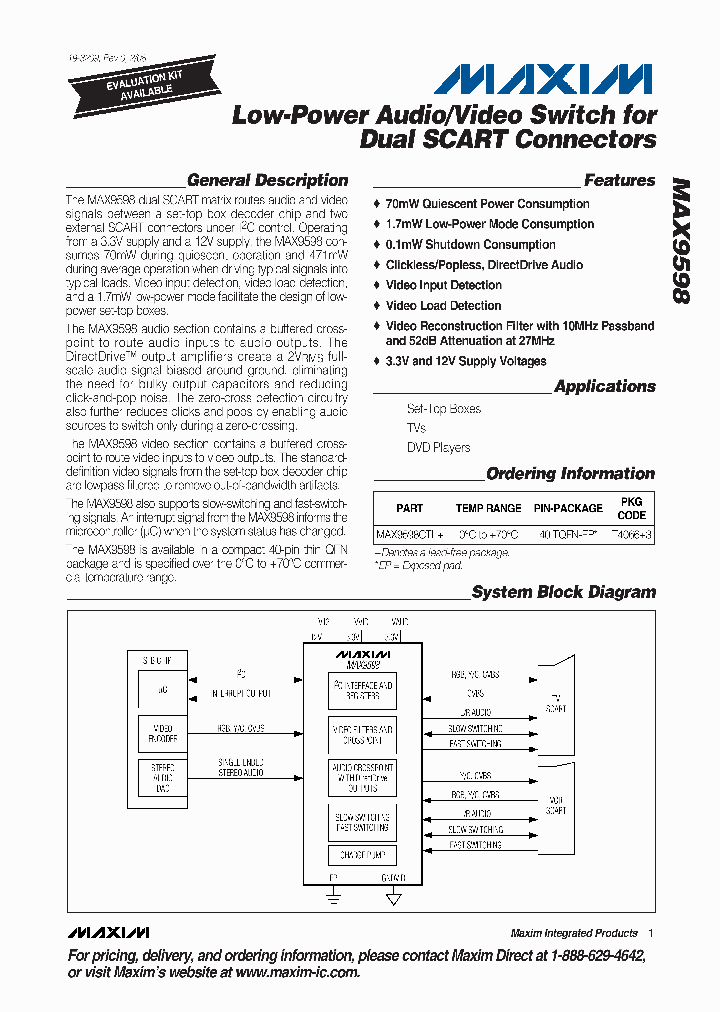 MAX9598CTL_4322469.PDF Datasheet