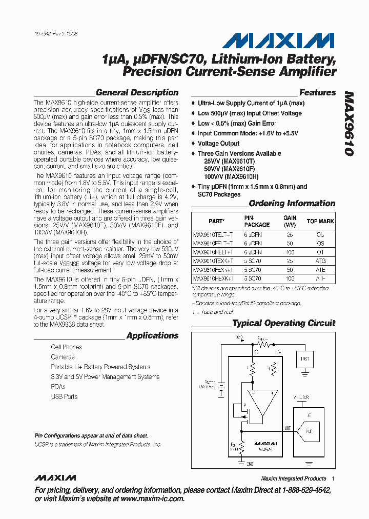 MAX9610TELTT_4265453.PDF Datasheet