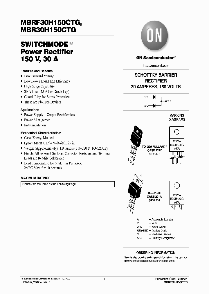 MBR30H150CTG_4545465.PDF Datasheet