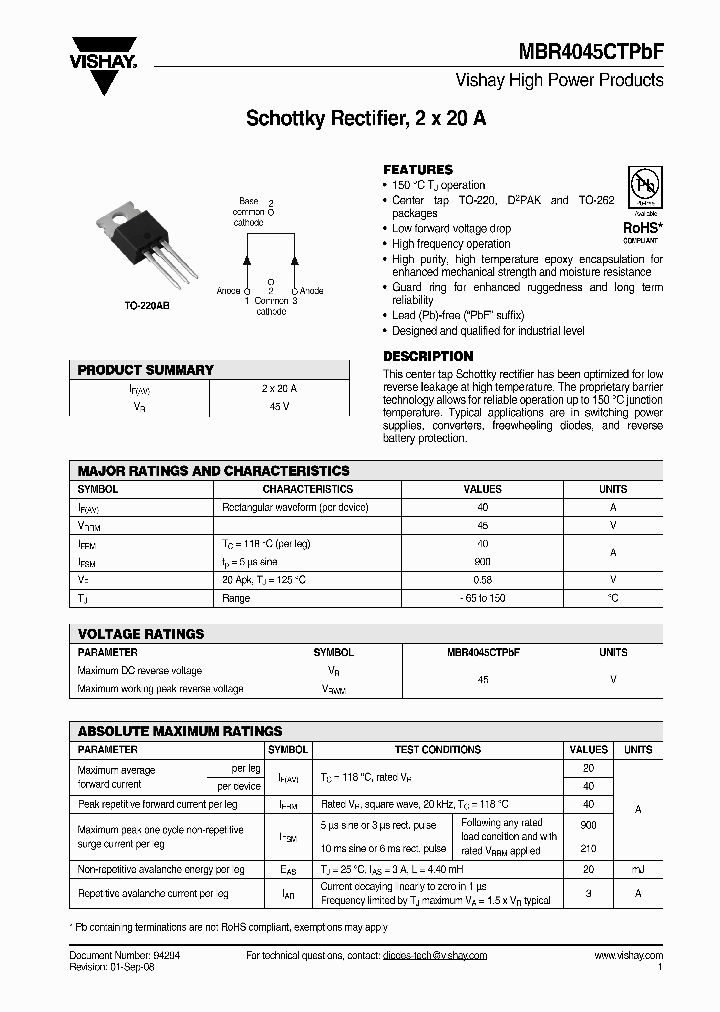MBR4045CTPBF_4422937.PDF Datasheet