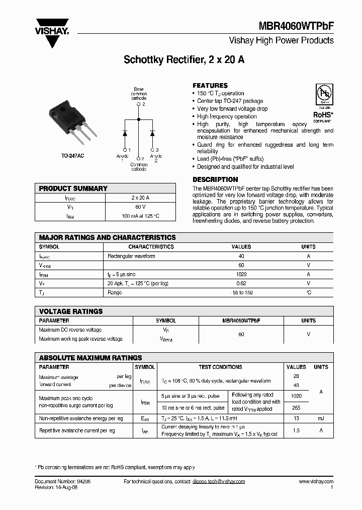MBR4060WTPBF_4344065.PDF Datasheet