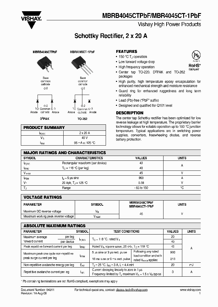 MBRB4045CT-1TRLP_4264200.PDF Datasheet