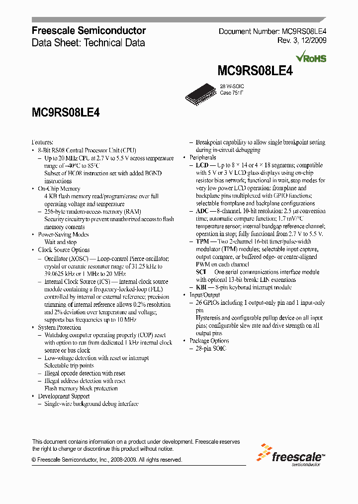 MC9RS08LE4WL_4556069.PDF Datasheet