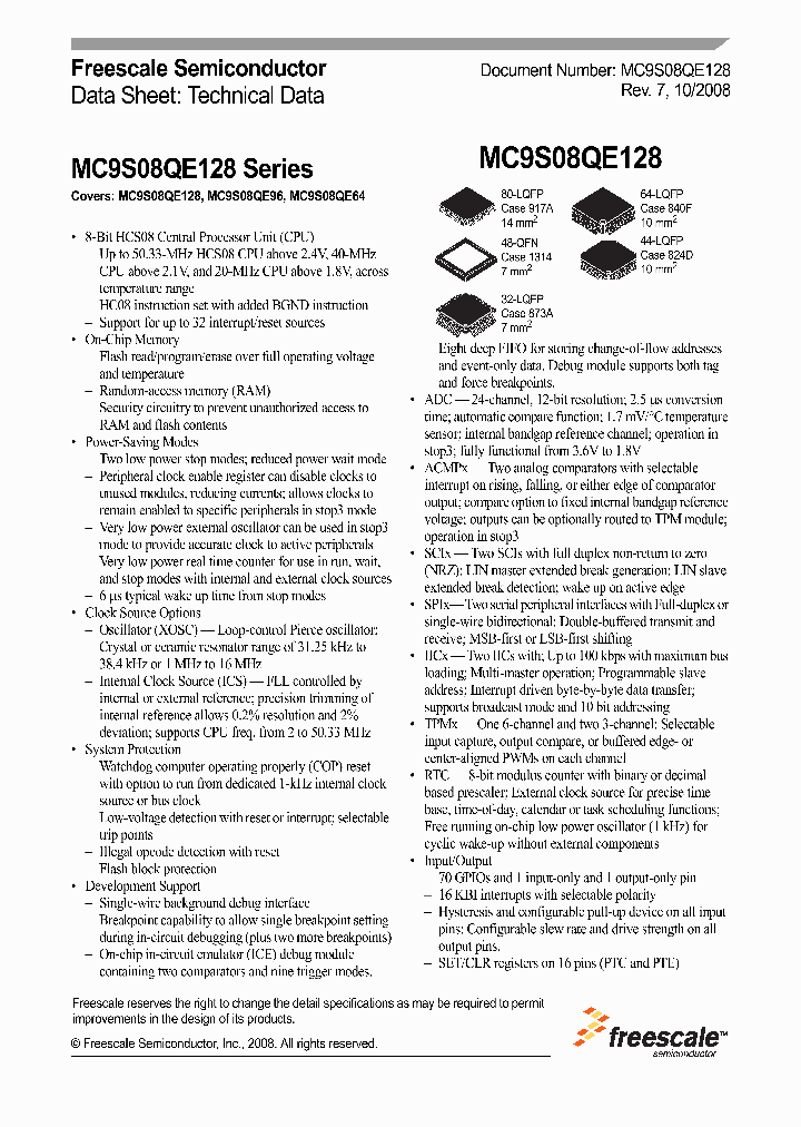MC9S08QE96CLD_4291273.PDF Datasheet