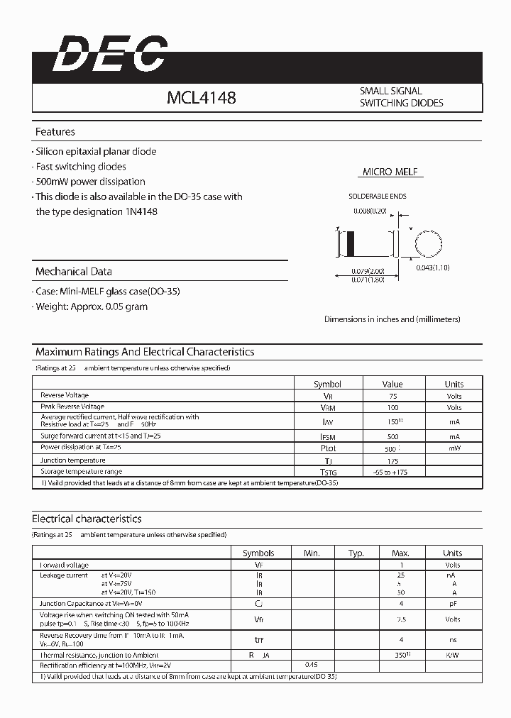 MCL4148_4173289.PDF Datasheet