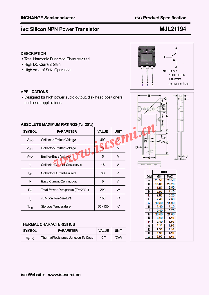 MJL21194_4540574.PDF Datasheet