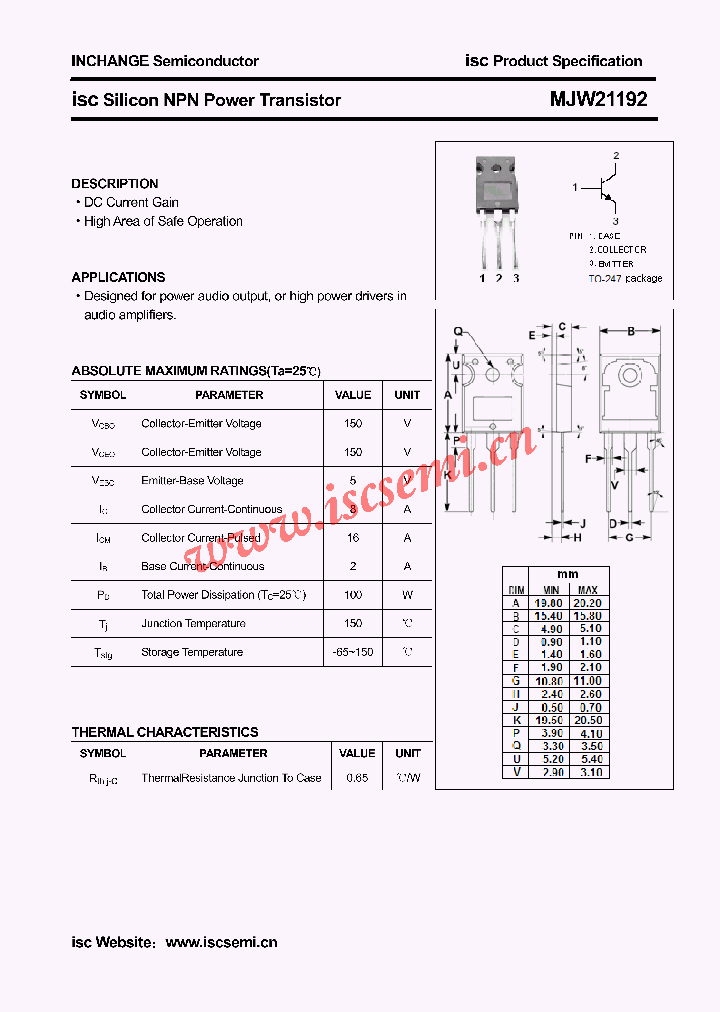 MJW21192_4550141.PDF Datasheet