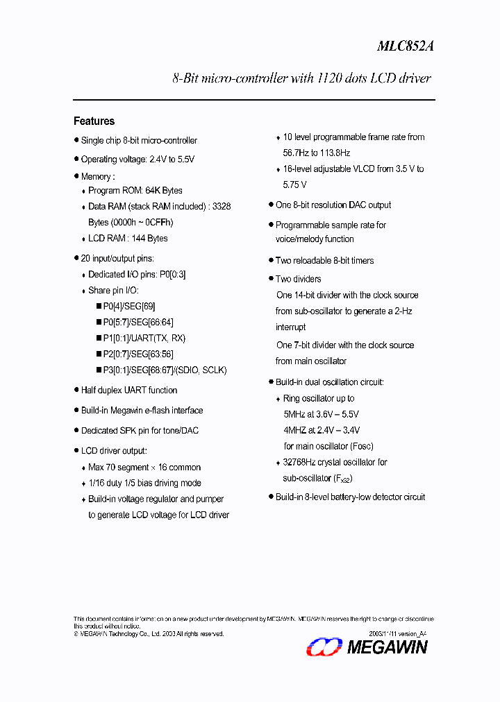 MLC852A_4502758.PDF Datasheet