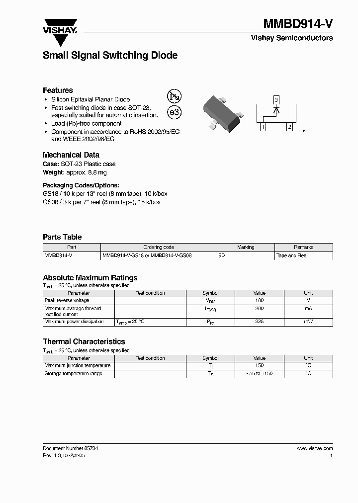 MMBD914-V_4250295.PDF Datasheet