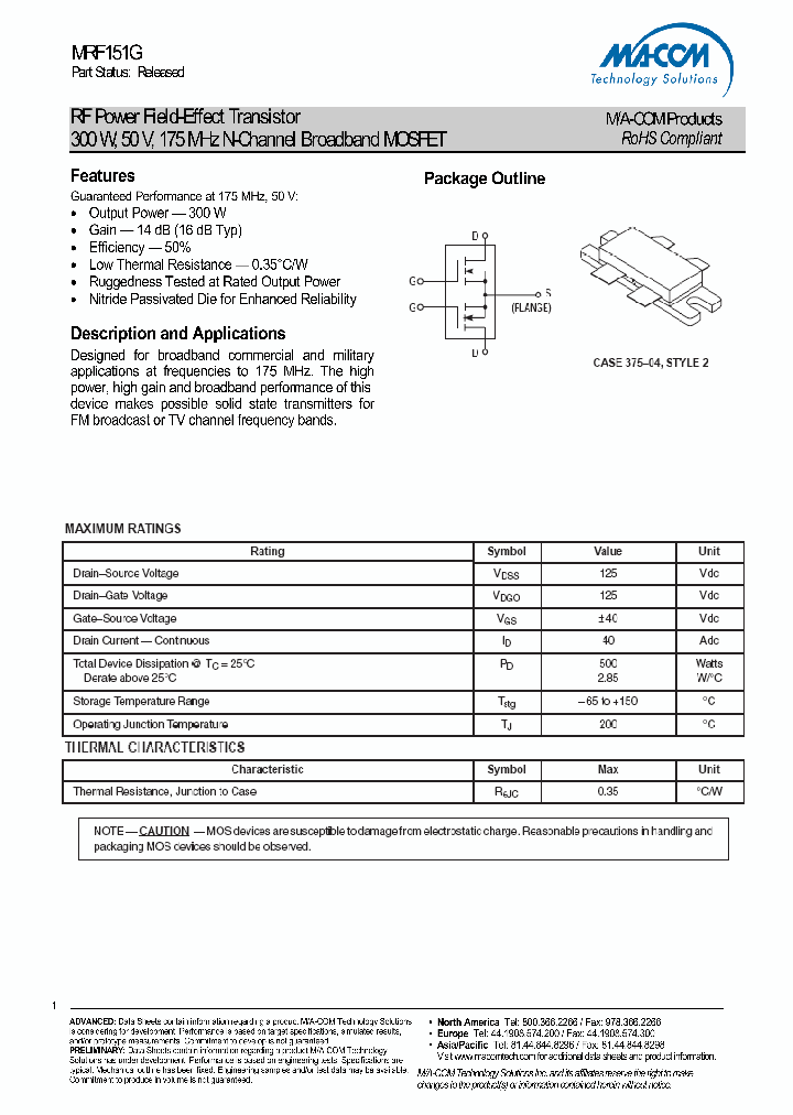 MRF151G_4769761.PDF Datasheet