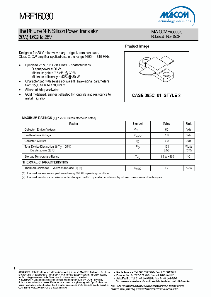 MRF16030_4554507.PDF Datasheet