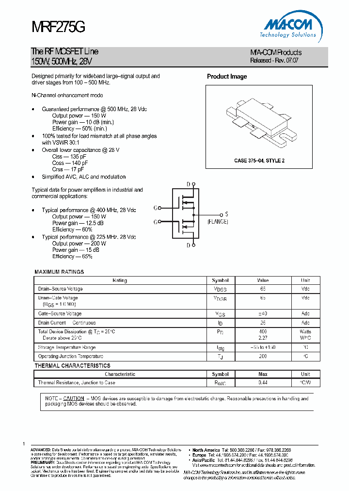 MRF275G_4644132.PDF Datasheet