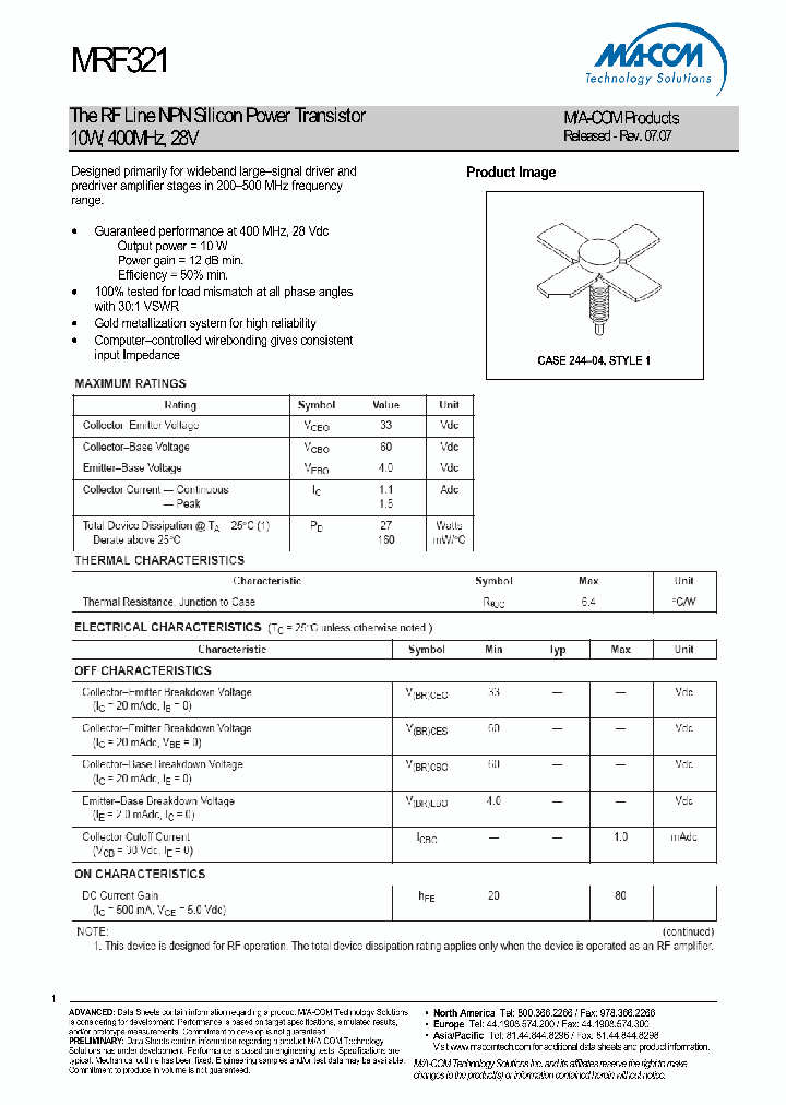 MRF321_4873848.PDF Datasheet