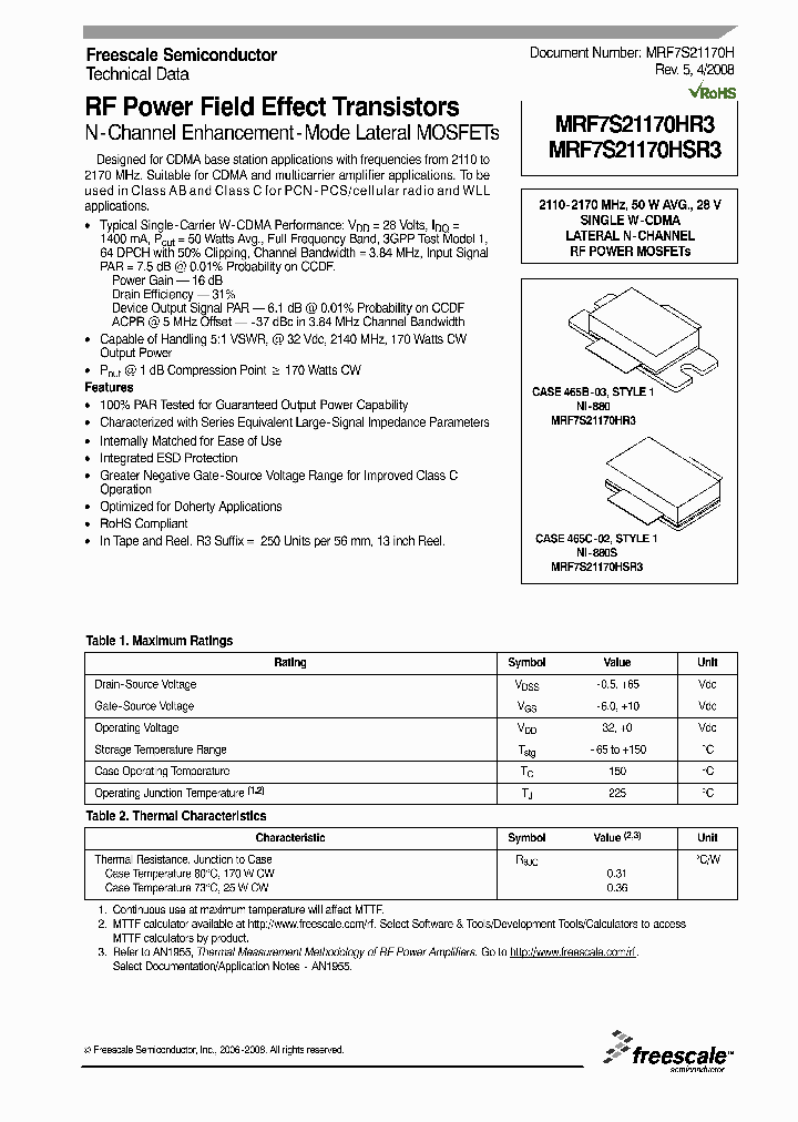 MRF7S21170HR3_4461419.PDF Datasheet