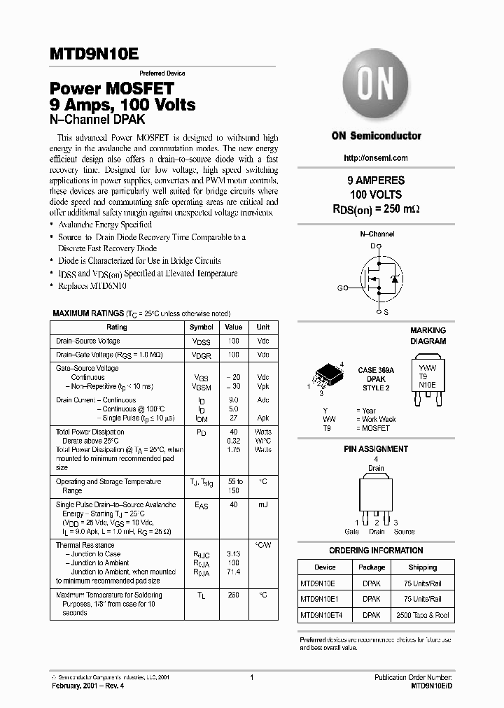 MTD9N10D_4171976.PDF Datasheet