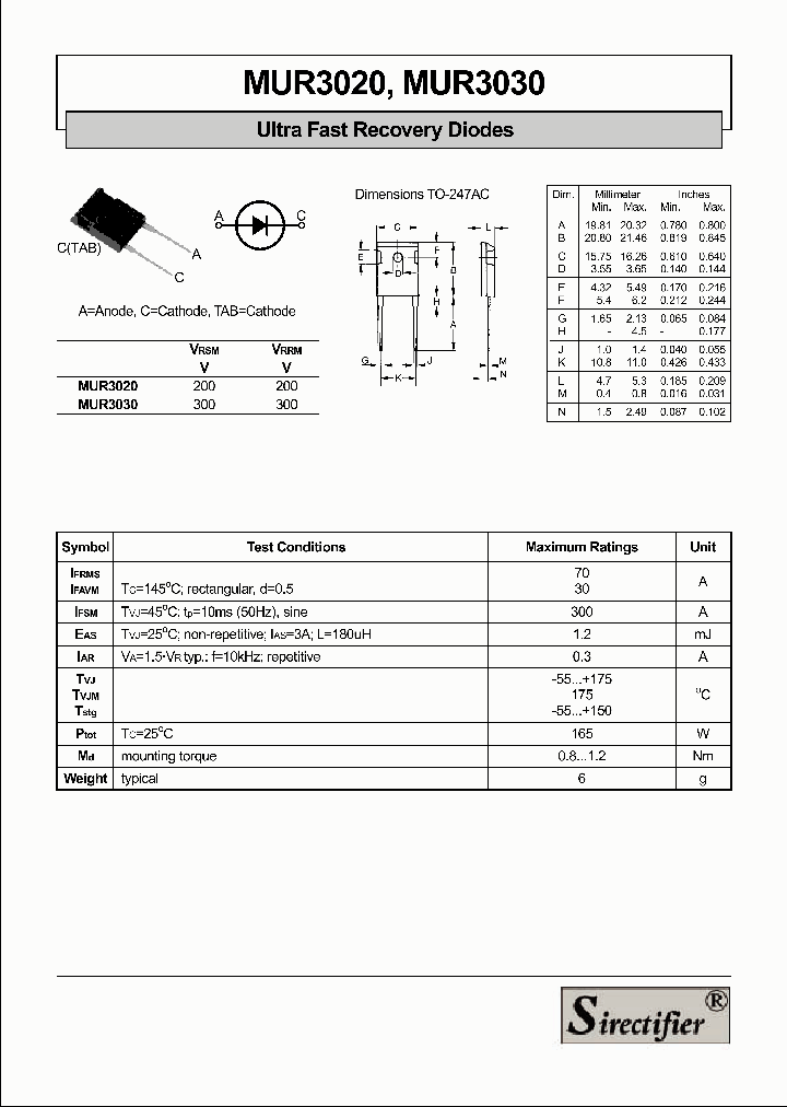 MUR3020_4167898.PDF Datasheet