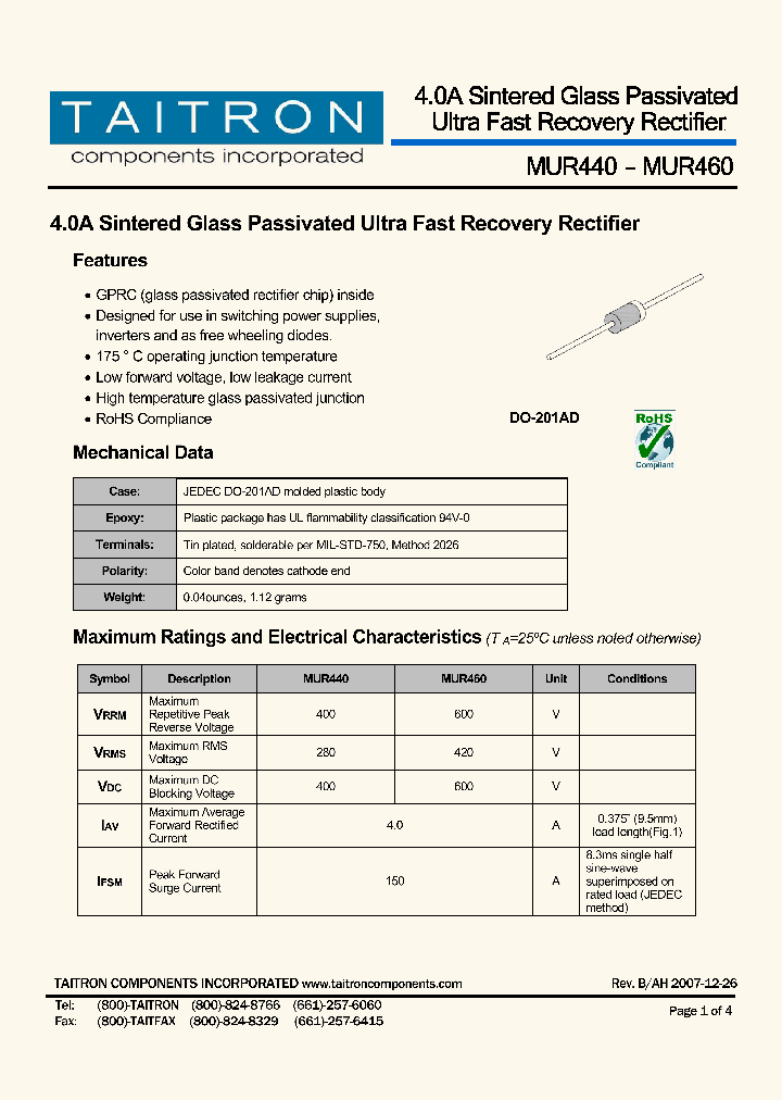 MUR460_4237794.PDF Datasheet