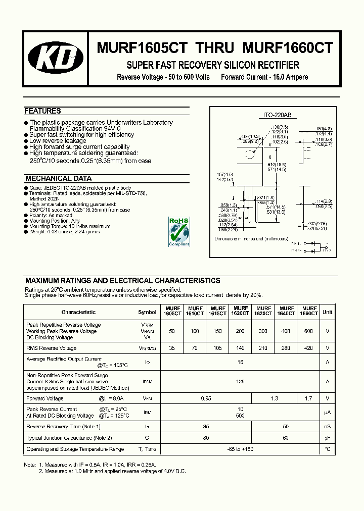 MURF1660CT_4542445.PDF Datasheet