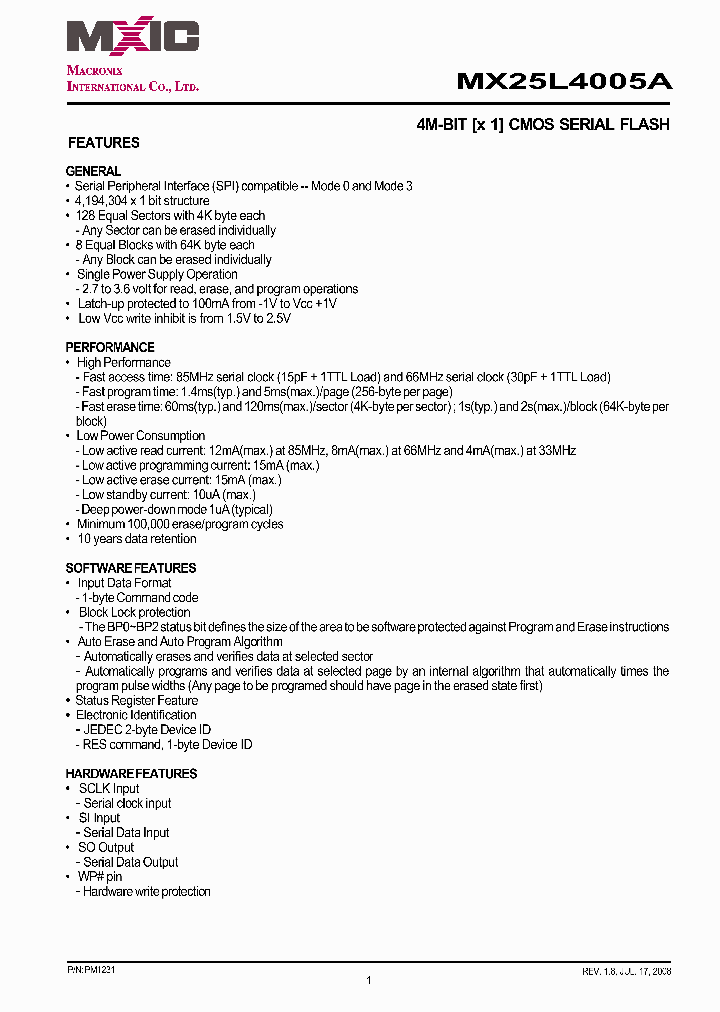 MX25L4005A_4463475.PDF Datasheet