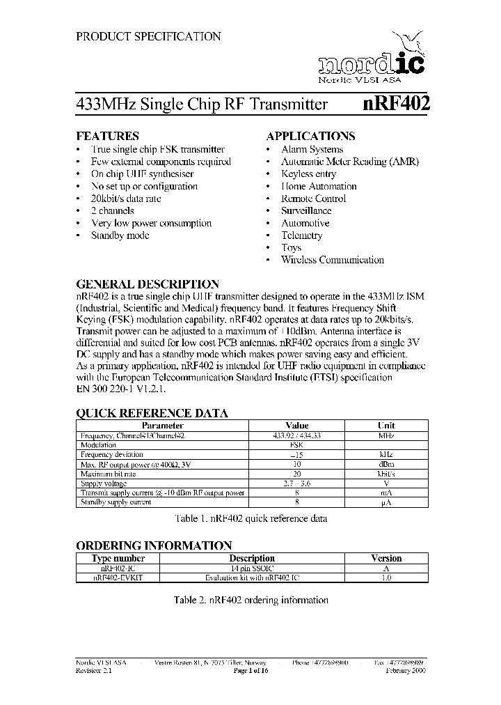 NRF402_4910912.PDF Datasheet