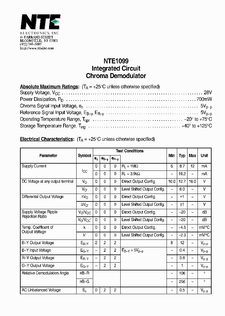 NTE1099_4293522.PDF Datasheet