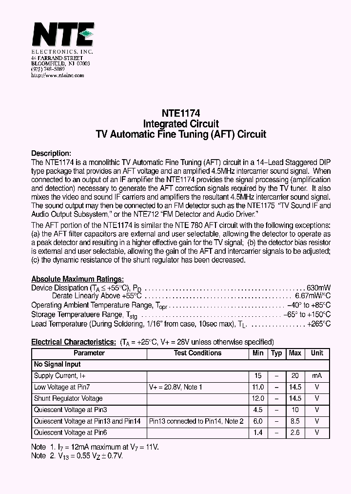 NTE1174_4386381.PDF Datasheet